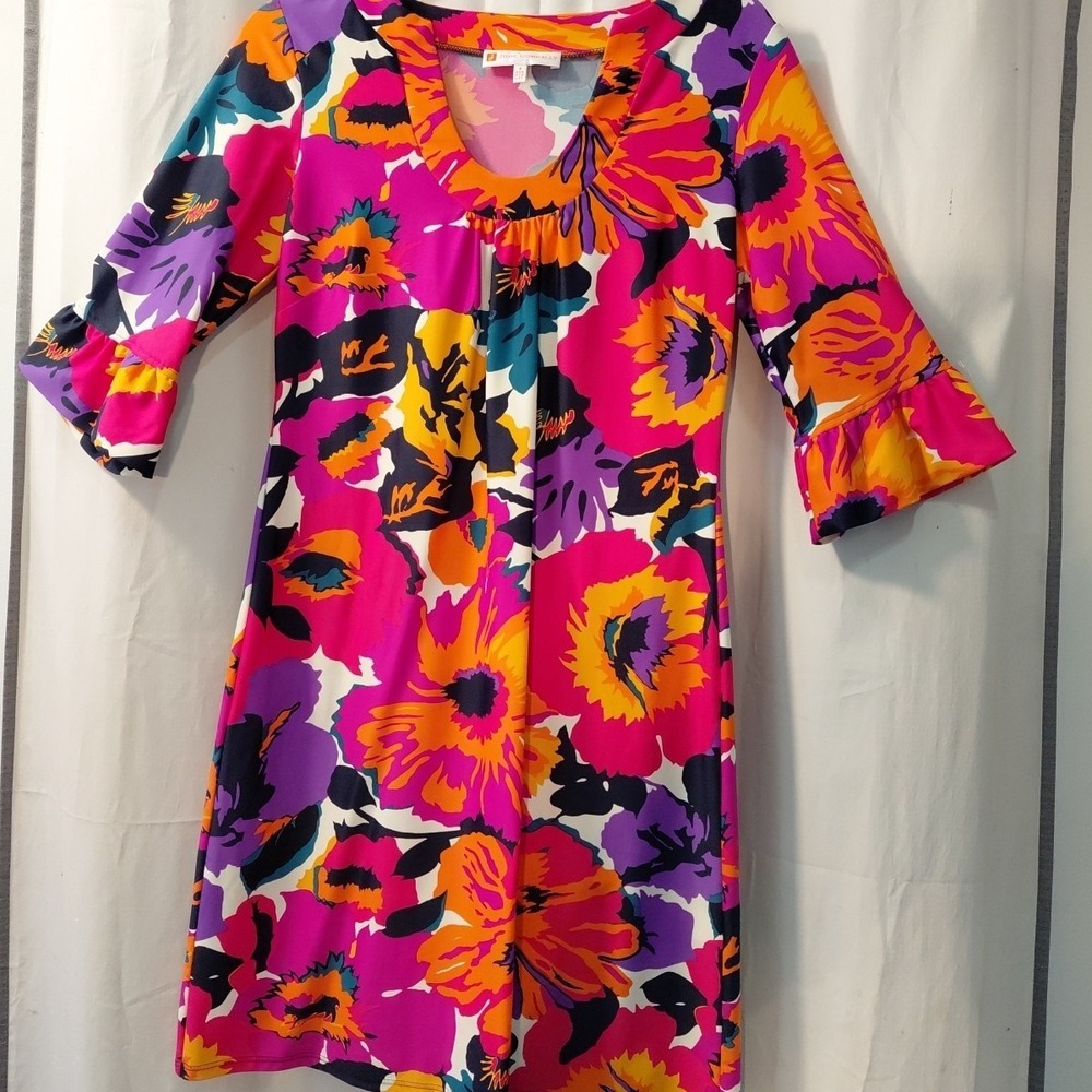 Jude Connally Bright Fun Floral Dress Sz S Boho Cottagecore Spring & Summer